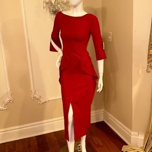 roland mouret crene dress ruby red size 6/2